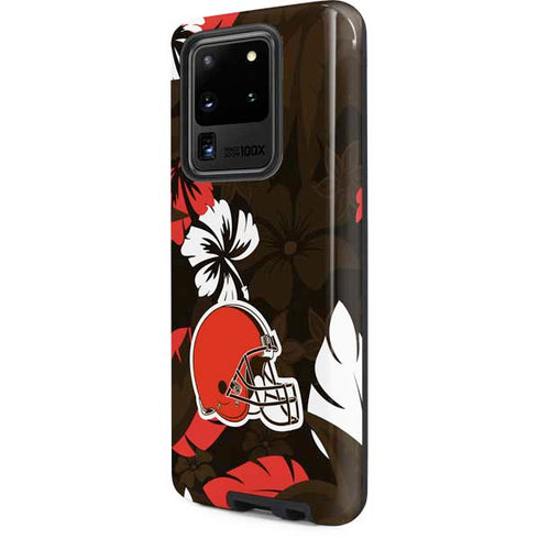 NFL Cleveland Browns Tropical Print Galaxy S20 Ultra 5G Pro Case