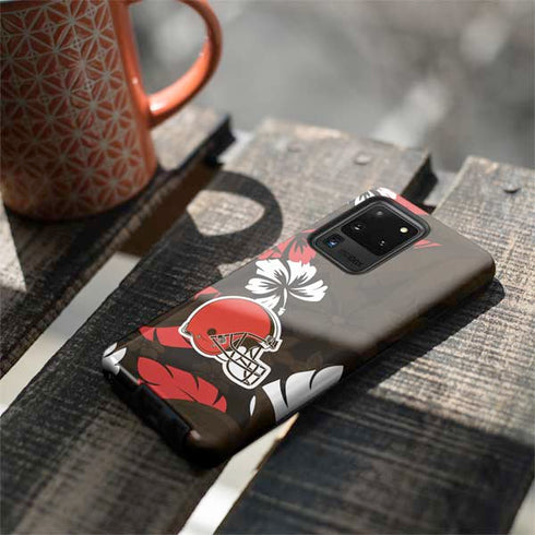 NFL Cleveland Browns Tropical Print Galaxy S20 Ultra 5G Pro Case