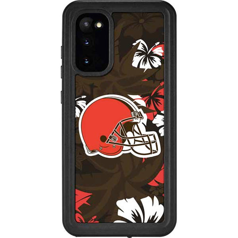 NFL Cleveland Browns Tropical Print Galaxy S20 Waterproof Case