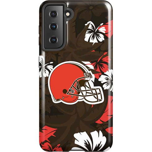 NFL Cleveland Browns Tropical Print Galaxy S21 5G Pro Case