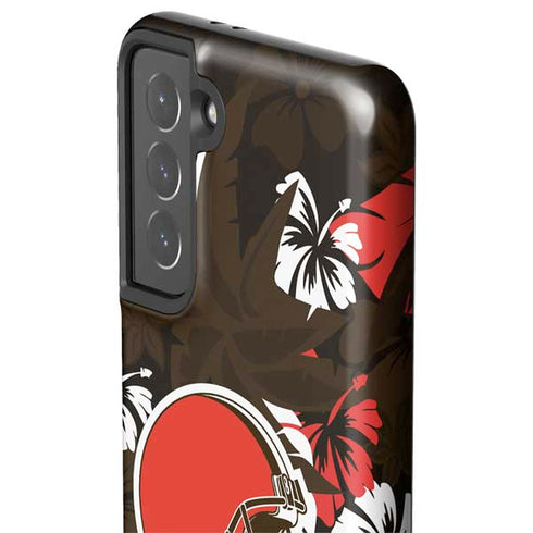 NFL Cleveland Browns Tropical Print Galaxy S21 5G Pro Case