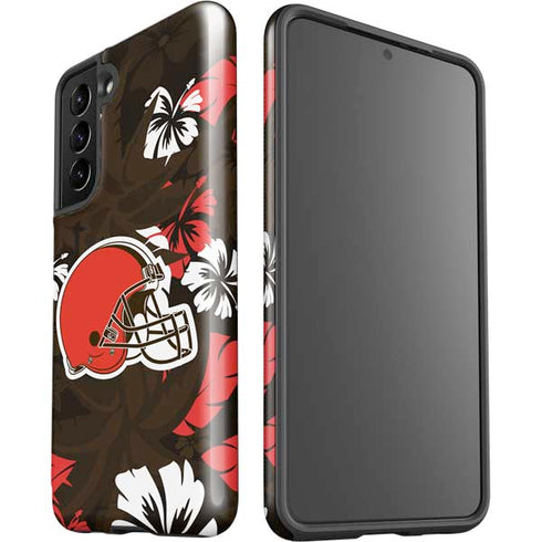 NFL Cleveland Browns Tropical Print Galaxy S21 5G Pro Case