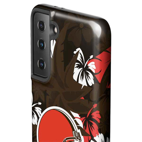 NFL Cleveland Browns Tropical Print Galaxy S21 FE Pro Case