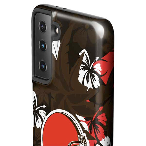 NFL Cleveland Browns Tropical Print Galaxy S21 Plus 5G Pro Case