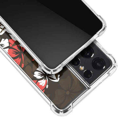 NFL Cleveland Browns Tropical Print Galaxy S21 Ultra 5G Clear Case