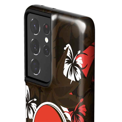 NFL Cleveland Browns Tropical Print Galaxy S21 Ultra 5G Pro Case