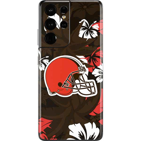 NFL Cleveland Browns Tropical Print Galaxy S21 Ultra 5G Skin