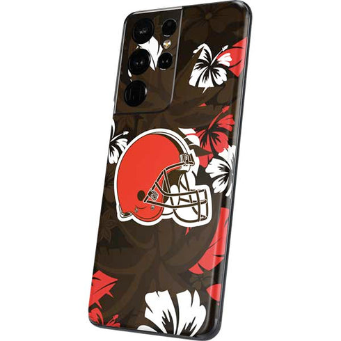 NFL Cleveland Browns Tropical Print Galaxy S21 Ultra 5G Skin