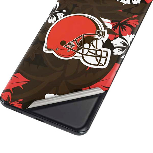 NFL Cleveland Browns Tropical Print Galaxy S21 Ultra 5G Skin