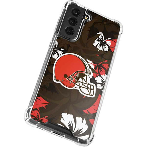 NFL Cleveland Browns Tropical Print Galaxy S22 Plus Clear Case