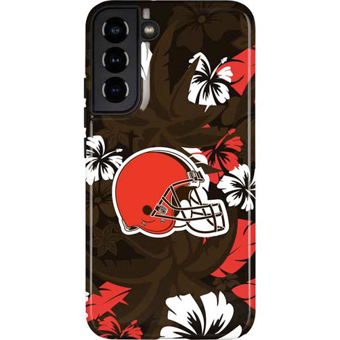 NFL Cleveland Browns Tropical Print Galaxy S22 Plus Pro Case