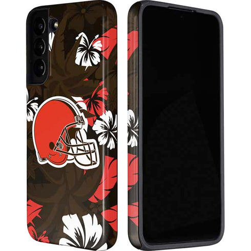 NFL Cleveland Browns Tropical Print Galaxy S22 Plus Pro Case