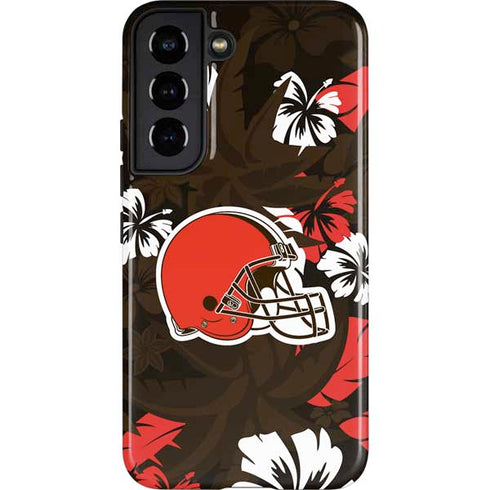 NFL Cleveland Browns Tropical Print Galaxy S22 Pro Case