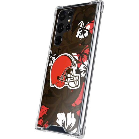 NFL Cleveland Browns Tropical Print Galaxy S22 Ultra Clear Case