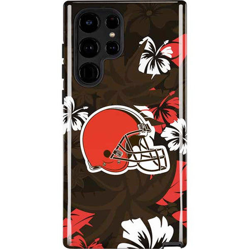 NFL Cleveland Browns Tropical Print Galaxy S22 Ultra Pro Case