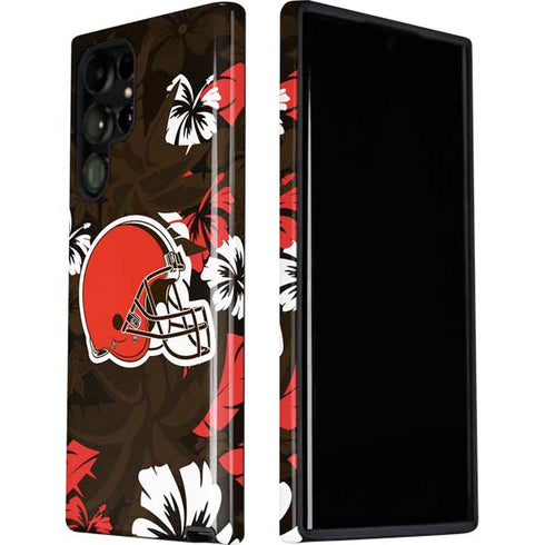 NFL Cleveland Browns Tropical Print Galaxy S22 Ultra Pro Case