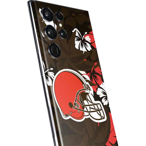 NFL Cleveland Browns Tropical Print Galaxy S22 Ultra Skin