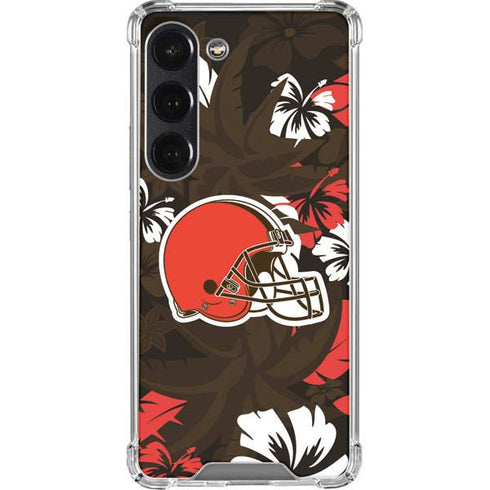 NFL Cleveland Browns Tropical Print Galaxy S23 Clear Case