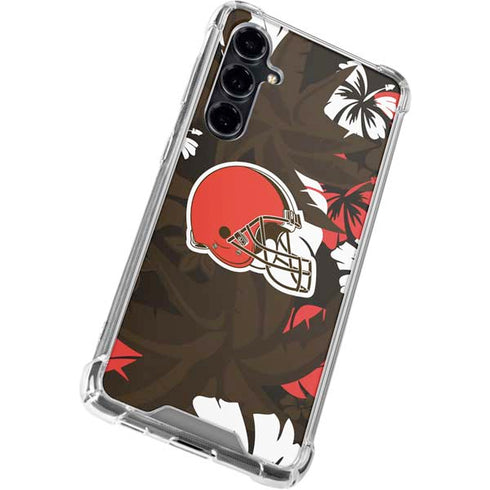 NFL Cleveland Browns Tropical Print Galaxy S23 FE Clear Case