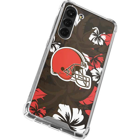 NFL Cleveland Browns Tropical Print Galaxy S23 Plus Clear Case