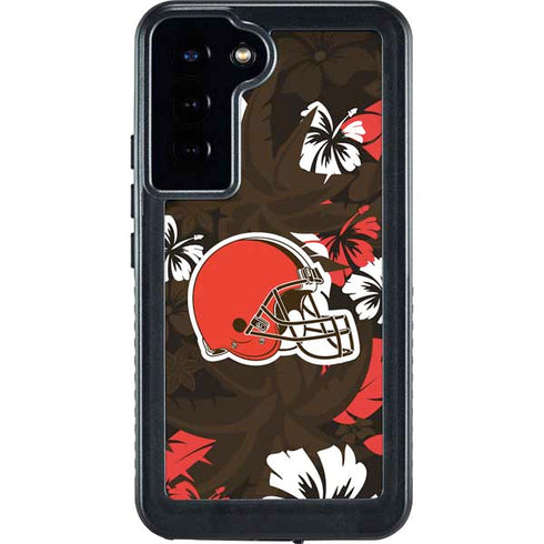NFL Cleveland Browns Tropical Print Galaxy S23 Plus Waterproof Case