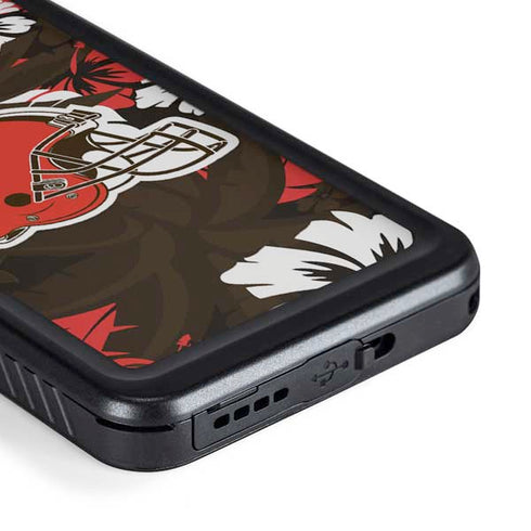 NFL Cleveland Browns Tropical Print Galaxy S23 Plus Waterproof Case