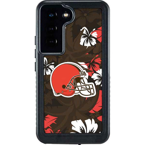 NFL Cleveland Browns Tropical Print Galaxy S23 Waterproof Case