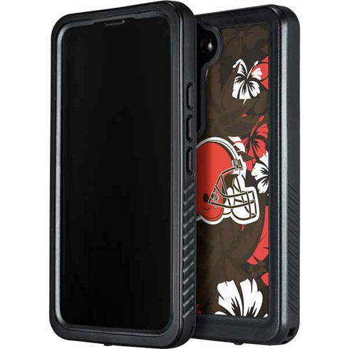 NFL Cleveland Browns Tropical Print Galaxy S23 Waterproof Case