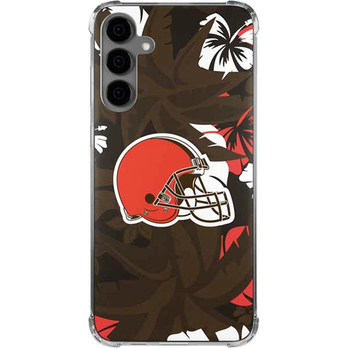 NFL Cleveland Browns Tropical Print Galaxy S24 Plus Clear Case