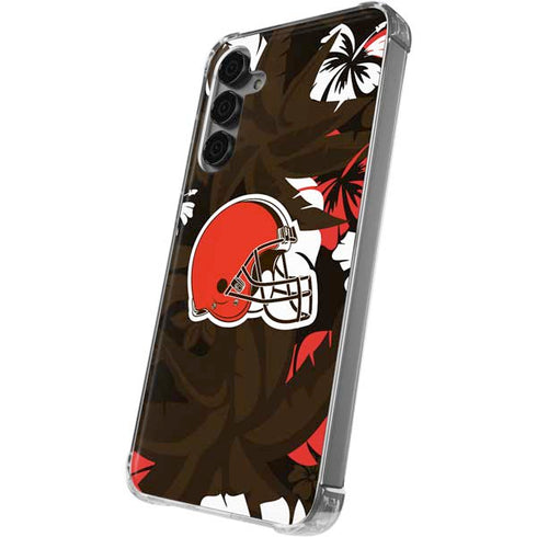 NFL Cleveland Browns Tropical Print Galaxy S24 Plus Clear Case
