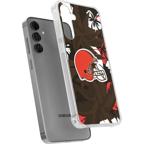 NFL Cleveland Browns Tropical Print Galaxy S24 Plus Clear Case