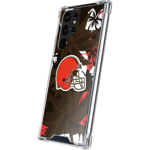 NFL Cleveland Browns Tropical Print Galaxy S24 Ultra Clear Case