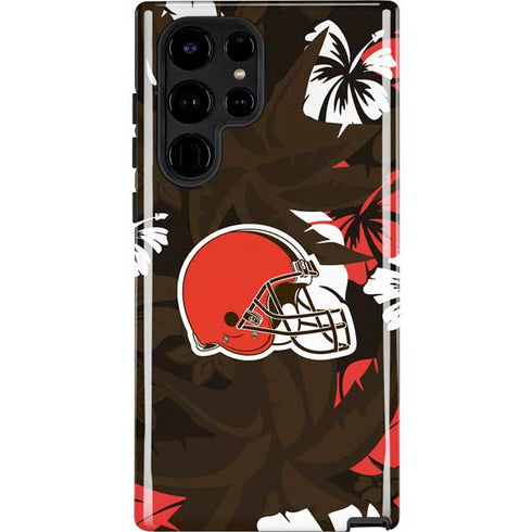 NFL Cleveland Browns Tropical Print Galaxy S24 Ultra Impact Case