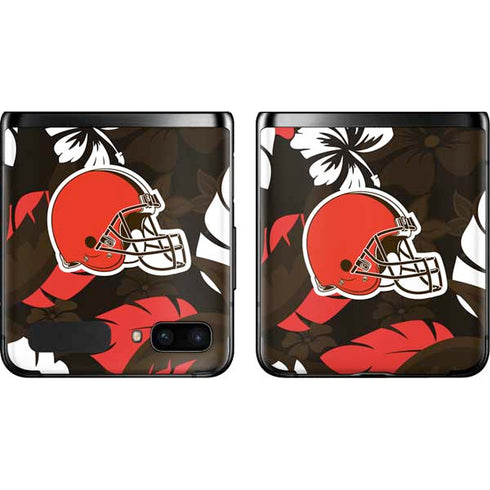 NFL Cleveland Browns Tropical Print Galaxy Z Flip Skin
