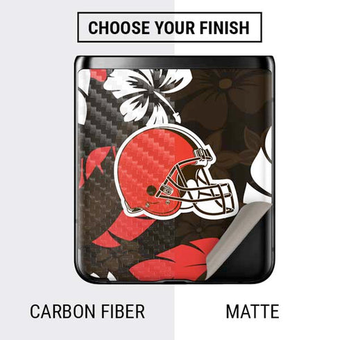 NFL Cleveland Browns Tropical Print Galaxy Z Flip Skin