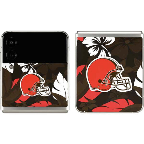 NFL Cleveland Browns Tropical Print Galaxy Z Flip3 5G Skin