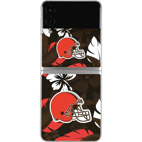 NFL Cleveland Browns Tropical Print Galaxy Z Flip4 5G Skin