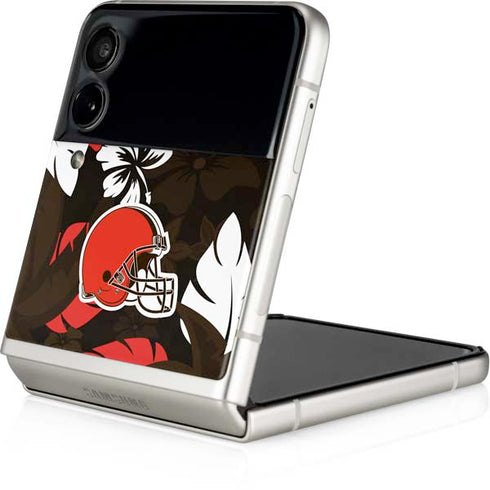 NFL Cleveland Browns Tropical Print Galaxy Z Flip4 5G Skin