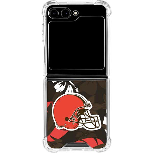 NFL Cleveland Browns Tropical Print Galaxy Z Flip5 5G Clear Case