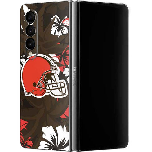 NFL Cleveland Browns Tropical Print Galaxy Z Fold4 5G Skin