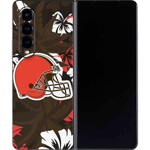 NFL Cleveland Browns Tropical Print Galaxy Z Fold4 5G Skin