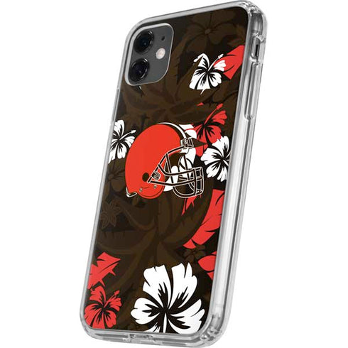 NFL Cleveland Browns Tropical Print iPhone 11 Clear Case