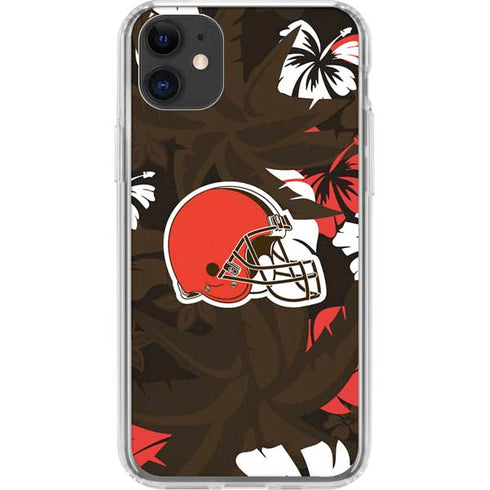 NFL Cleveland Browns Tropical Print iPhone 11 Clear Case