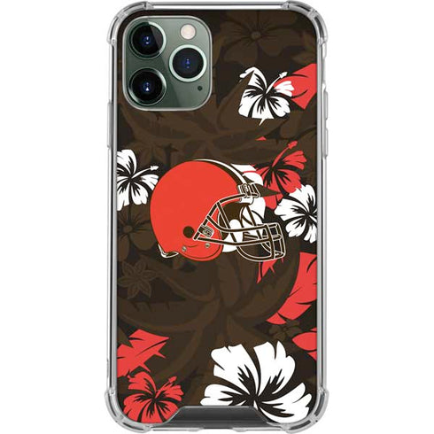 NFL Cleveland Browns Tropical Print iPhone 11 Pro Max Clear Case