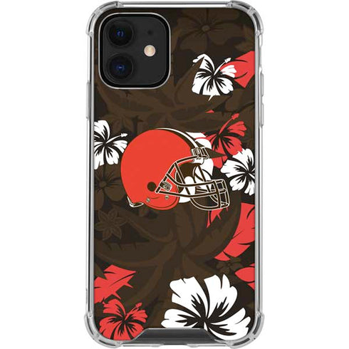 NFL Cleveland Browns Tropical Print iPhone 12 Mini Clear Case
