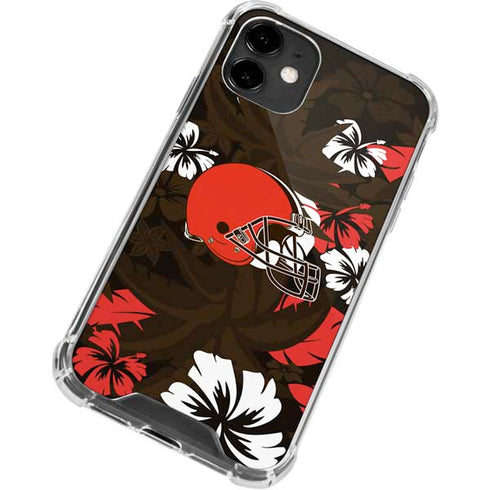 NFL Cleveland Browns Tropical Print iPhone 12 Mini Clear Case