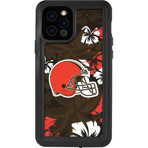 NFL Cleveland Browns Tropical Print iPhone 12 Pro Waterproof Case