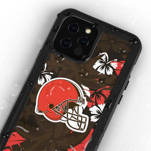 NFL Cleveland Browns Tropical Print iPhone 12 Pro Waterproof Case