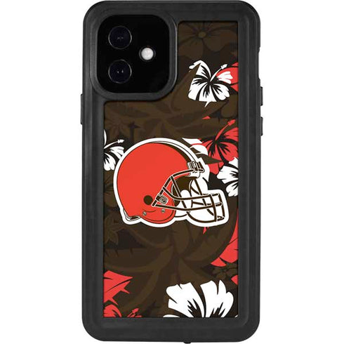 NFL Cleveland Browns Tropical Print iPhone 12 Waterproof Case