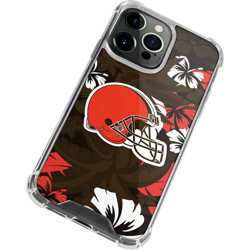 NFL Cleveland Browns Tropical Print iPhone 13 Pro Max Clear Case